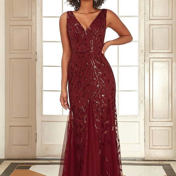 Amelia Dresses & Skirts - NEW BURGUNDY PROM PARTY EVENING GLITTERY SHEATH LONG MAXI DRESS GOWN AC7886